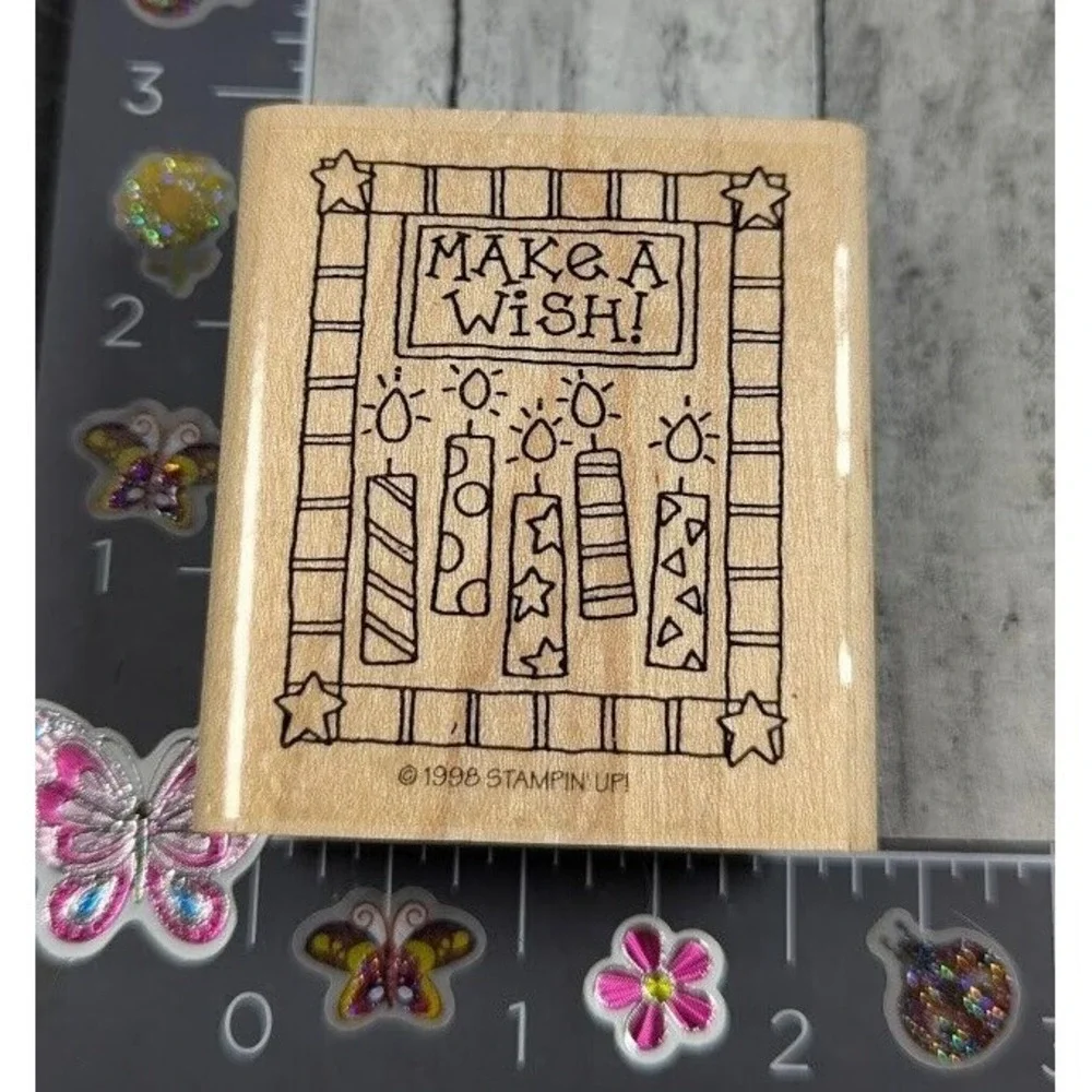 Stampin' Up! Make A Wish Candles 1998 Birthday Rubber Stamp Wood #E40